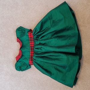 Susanne Lively Designs - Green Dress w/ Red Plaid Bow Belt & Collar | 24M
